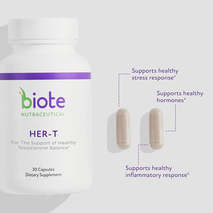 Biote Nutraceuticals - HER-T - Healthy Testosterone Balance Support for Women (30 Capsules)