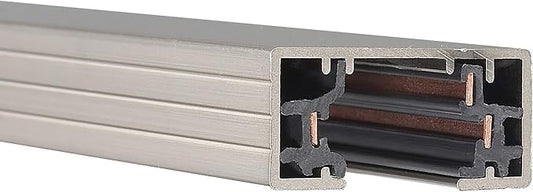 WAC Lighting H Track 8FT Single Circuit Field Cuttable 120V Track for H Style 3-Wire Track Fixtures with 2 Endcaps in Brushed Nickel
