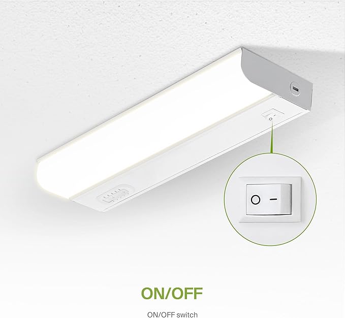 ASD LED Under Cabinet Lighting Hardwired, 12 Inch 5W 2700K-5000K Selectable, 442LM, CRI90+, Direct Wire Linkable Under Counter Lights for Kitchen, Dimmable Under Cabinet Lights, White, UL Certified
