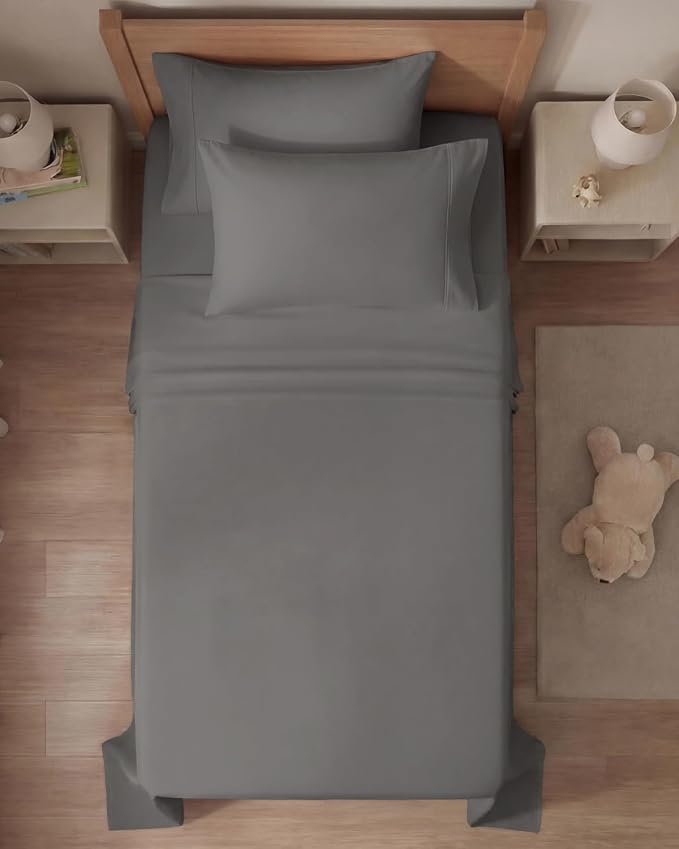 Twin 4 Piece Sheet Set - Comfy Breathable & Cooling - Ultra-Soft Hotel Luxury Bedding Set with 8-16 Inch Deep Pockets - 1 Flat & 1 Fitted Sheet & 2 Pillowcases - Wrinkle Free & Easy Care - Dark Grey