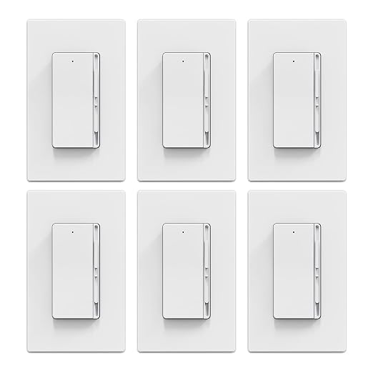 ELEGRP Digital Slide Dimmer Light Switch, Dimmer Switch with Decorative Frameless Design Wallplate for LED/CFL, Incandescent,Halogen Bulbs, Single Pole/3-Way, UL Listed, 6 Pack, Matte White