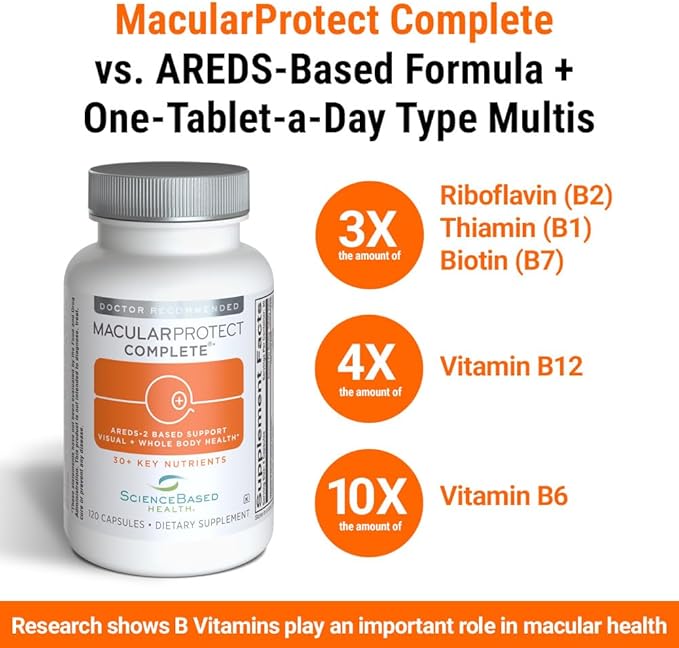 ScienceBased Health MacularProtect Complete – AREDS 2 Eye Health Supplement & Daily Multivitamin – 30+ Nutrients with Lutein & Zeaxanthin – Supports Vision & Whole Body Health – 120 Capsules
