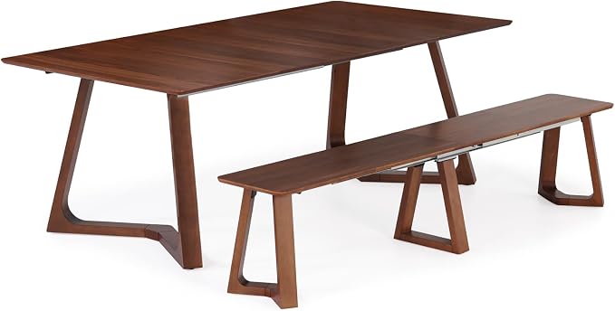 Transformer Table Nova Extendable Dining Table + Bench, Royal Brown | Telescopic Steel Rails, Expandable 4 to 10 Seats, Kitchen & Banquet Table