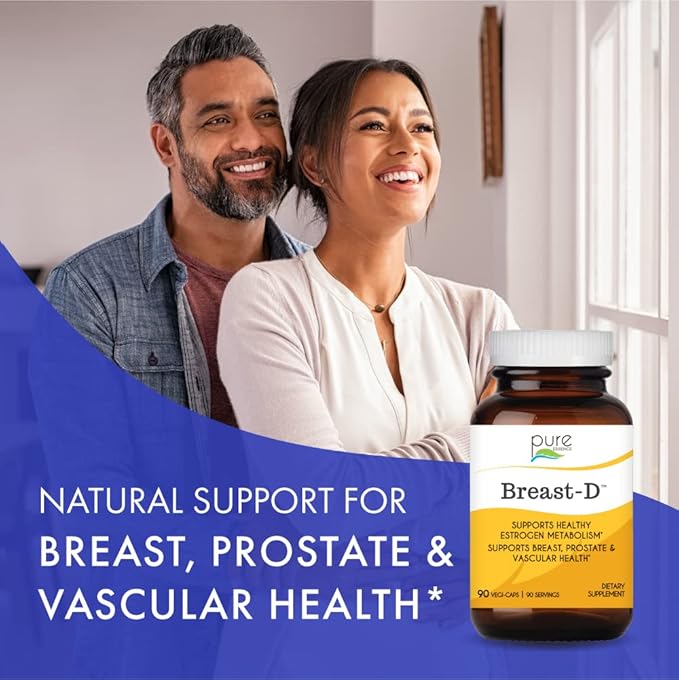 Breast D by Pure Essence – エストロゲンバランス、ホルモン性ニキビ、更年期サポートのための天然サプリメント、ビタミンD3、カルシウム、緑茶、リコピン配合 – 30カプセル