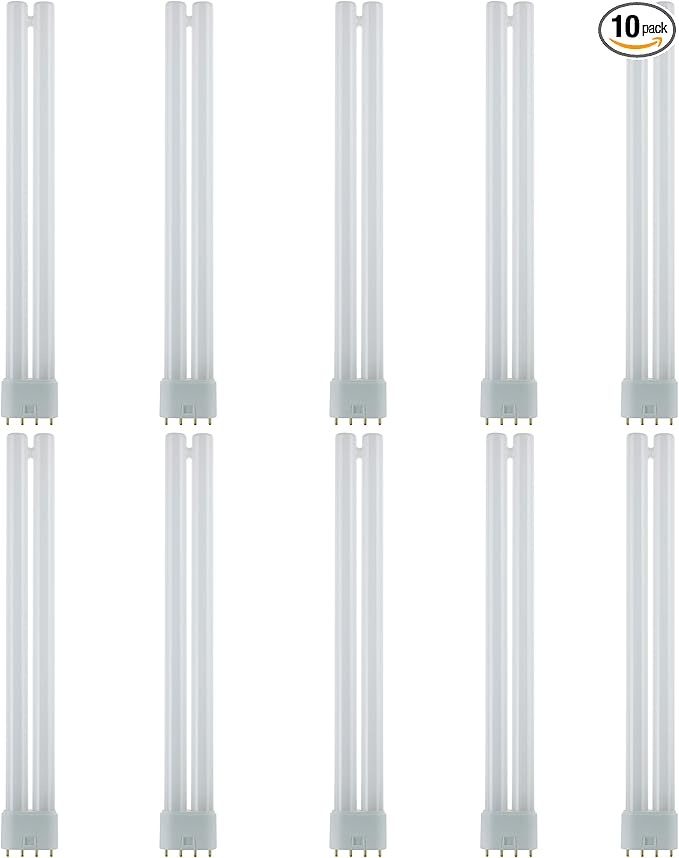 Sunlite FT24DL/835 Plug-in Twin Tube Compact Fluorescent Lamp, FT 4-Pin, 24 Watts, 1800 Lumens, 3500K Neutral White, 4-Pin (2G11) Base, 120 Volts, 10 Pack