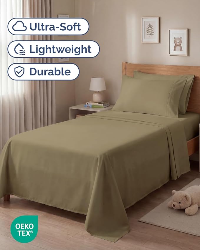 Twin 4 Piece Sheet Set - Comfy Breathable & Cooling - Ultra Soft Hotel Luxury Bedding Set with 8-16 Inch Deep Pockets - 1 Flat & 1 Fitted Sheet & 2 Pillowcases - Cozy, Wrinkle Free & Easy Care - Khaki