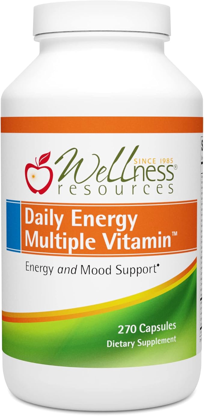 Wellness Resources Daily Energy Multiple Vitamin - 270 Capsules - Multivitamine MTHFR journalière méthylée sans fer - Vitamine B12, acide folique et vitamines B biodisponibles - Meilleur complément pour l'énergie et l'humeur