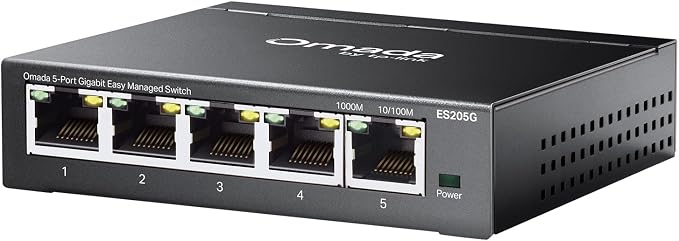 TP-Link Omada 5 Port Gigabit Easy Managed, Switch, VLAN, Auto Loop Prevention, IGMP Snooping, Fanless, Managed by Omada, Durable Metal w/Shielded Ports(ES205G)