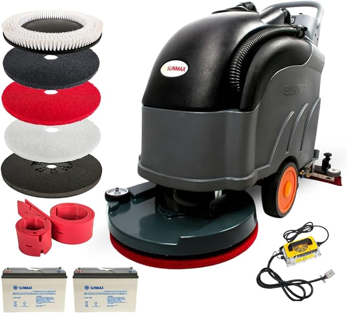 22" Self-Propelled Walk-Behind Floor Scrubber Dryer Machine, Forward/Reverse Drive, 31" Squeegee, 36,000 Sq Ft/H, Commercial Hard Floor Cleaner for Tile, Concrete, Epoxy & Vinyl