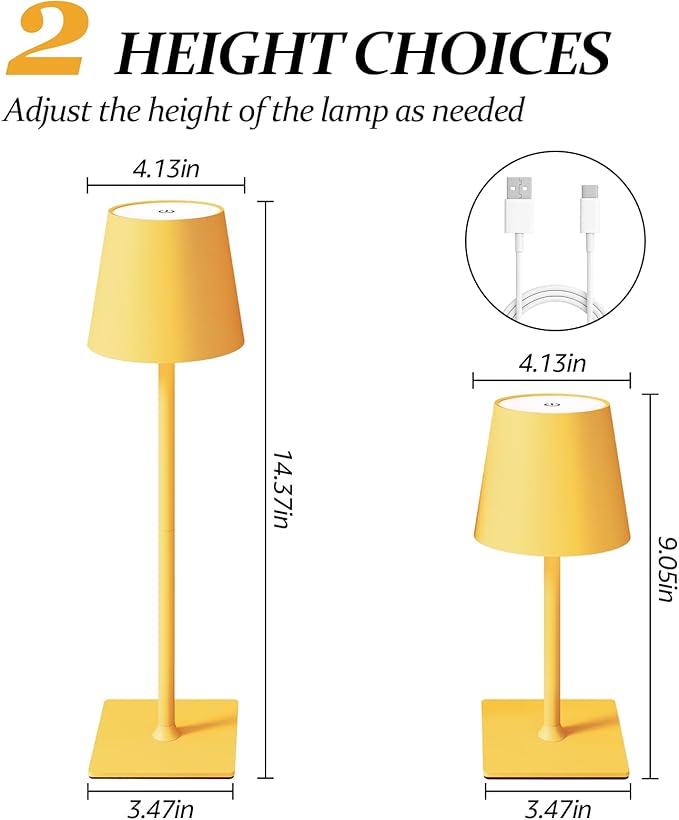 CHLORANTHUS 2 Pack Cordless Table Lamps, 3 Colors Stepless Dimming, 5000mAh Rechargeable Battery LED Desk Lamp for Bedroom/Couple Dinner/Desk/Cafe/Dining Room/Terrace