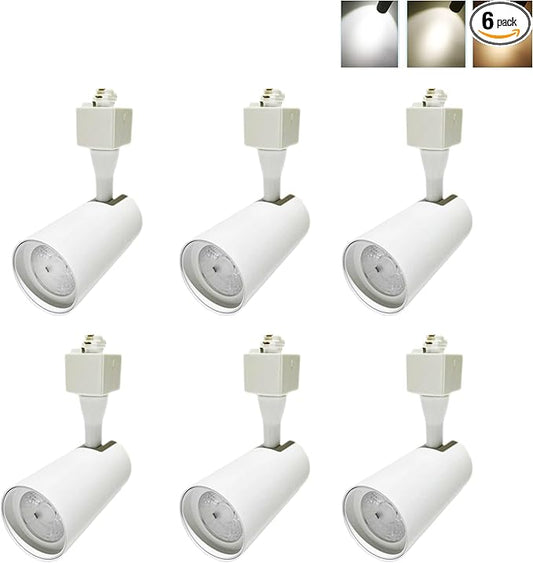 3 Colour LED Track Lighting Heads 6 Pack 12W Dimmable Compatible with Single Circuit H Type Rail Ceiling Spotlight for Accent Task Wall Art Exhibition Lighting 90 CRI 24° White