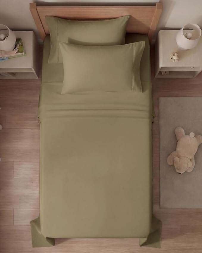 Twin 4 Piece Sheet Set - Comfy Breathable & Cooling - Ultra Soft Hotel Luxury Bedding Set with 8-16 Inch Deep Pockets - 1 Flat & 1 Fitted Sheet & 2 Pillowcases - Cozy, Wrinkle Free & Easy Care - Khaki