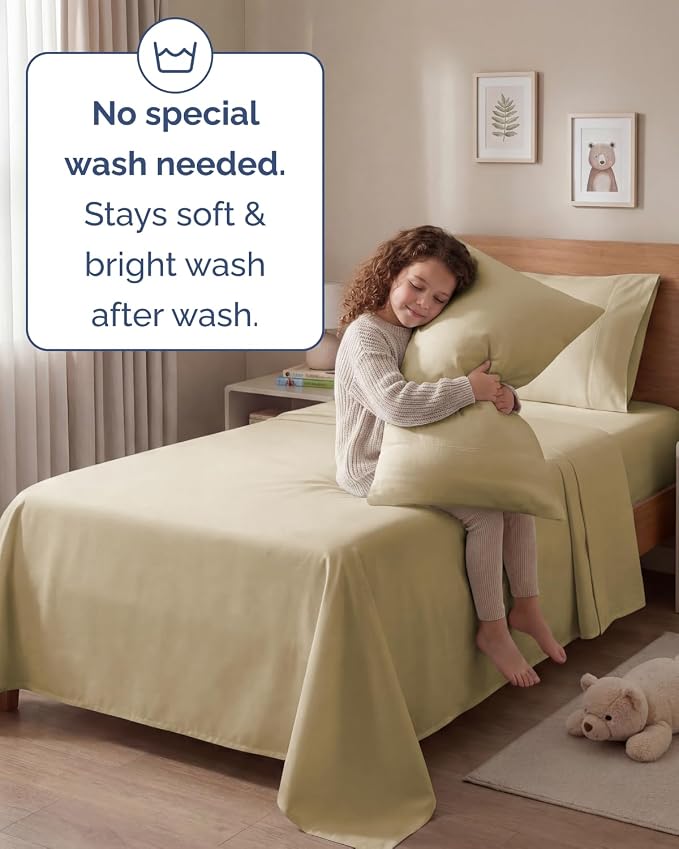 Twin 4 Piece Sheet Set - Comfy Breathable & Cooling - Ultra Soft Hotel Luxury Bedding Set with 8-16 Inch Deep Pockets - 1 Flat & 1 Fitted Sheet & 2 Pillowcases - Cozy, Wrinkle Free & Easy Care - Beige