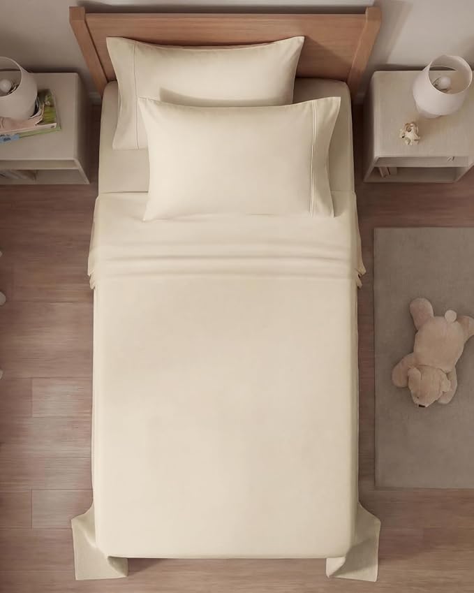 Twin 4 Piece Sheet Set - Comfy Breathable & Cooling - Ultra Soft Hotel Luxury Bedding Set with 8-16 Inch Deep Pockets - 1 Flat & 1 Fitted Sheet & 2 Pillowcases - Cozy, Wrinkle Free & Easy Care - Wheat