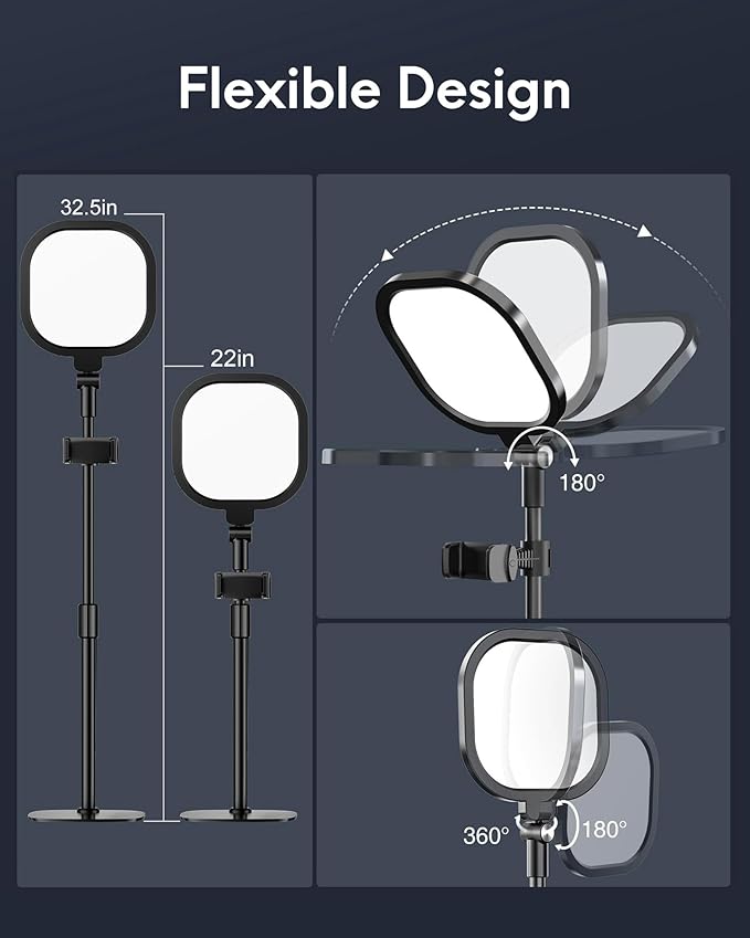 Zoom Lighting for Computer, Adjustable Desk Lighting for Video Calls, 30 Light Modes Video Conference Light, Desk Ring Light with Stand for Webcam, Meetings, Live Stream, Home Office. CRI 97.8