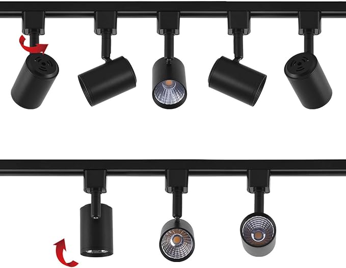 mirrea 6 Pack LED Track Lighting Heads Compatible with Single Circuit H Type Track Lighting Rail Ceiling Spotlight for Accent Task Wall Art Exhibition Lighting 6.5W 24° Black (3000K Warm White)