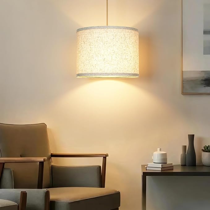 Qingmiao Boho Plug in Pendant Light, Hanging Lamp Plug in with LED Bulb, 3-Way Dimmable Hanging Light Fixture for Living Room Bedroom Kitchen Ceiling Farmhouse Home Decor