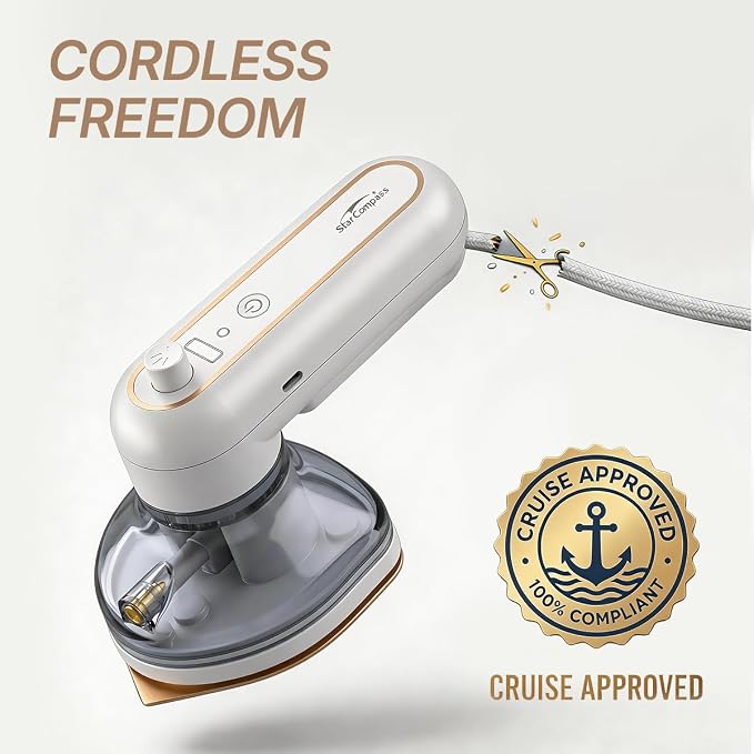 Cordless Handheld Iron, Portable Travel Iron Cruise Approved, USB-C Rechargeable Compact Iron for Spray Assist Dry Ironing with Precision Tip for Clothes，2026 Upgrade