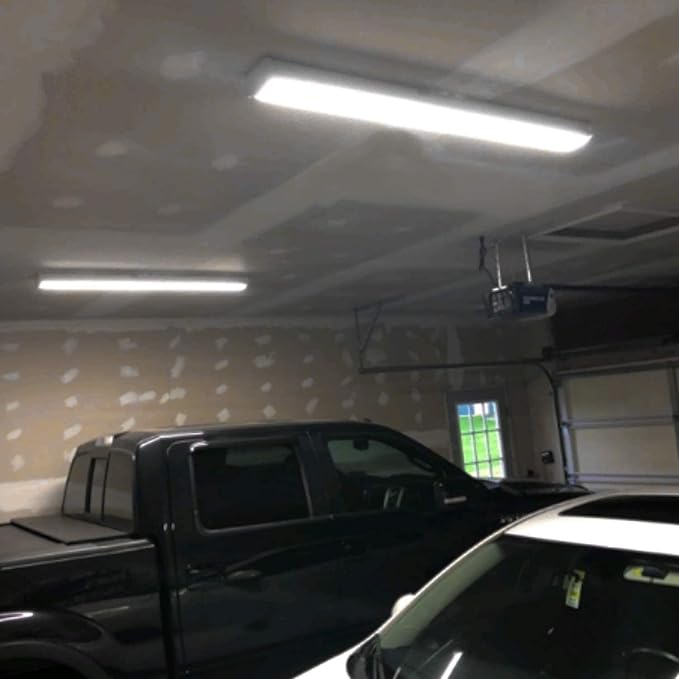 hykolity 4 Pack 4FT LED Wraparound Light 40W 4 Foot LED Shop Lights for Garage, [2-lamp 32W Fluorescent Equiv.] 4400lm 4000K Wrap Light, Flushmount Office Ceiling Light Fixture ETL Listed