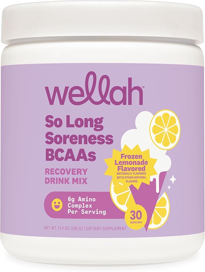 Wellah BCAAs (Frozen Lemonade Flavored) 30 Servings - BCAA Powder with Hydration Complex