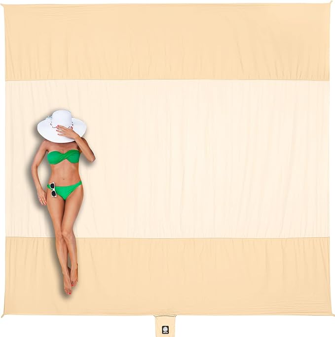 WEKAPO Beach Blanket Sandproof Waterproof, Extra Large Beach Mat, Oversized & Compact Sand Free, Quick Drying Beach Essentials for Vacation, Cruise, Picnic & Camping with Stakes
