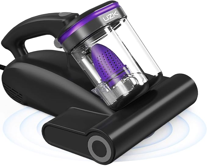 Bed Vacuum Cleaner Mattress Vacuum Cleaner,16Kpa Powerful Handheld Vacuums with UV-C Light & Double Dust Cup & High Heating & Ultrasonic & HEPA Filter for Bed Sofa(Corded,Midnight Purple)