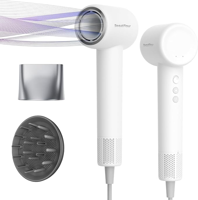 Hair Dryer, 110,000 RPM High-Speed Ionic Blow Dryer with Brushless Motor, Fast Drying, Low Noise Lightweight Design, Hair Dryer with Diffuser & Nozzle, Professional for Women & Men, Home or Travel