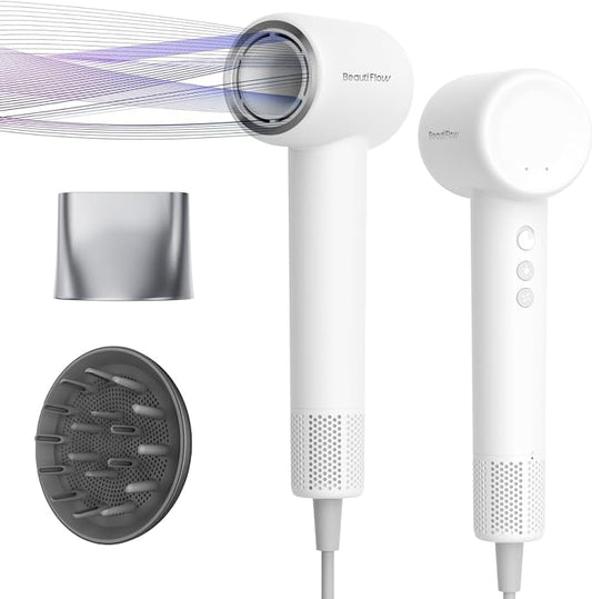 Hair Dryer, 110,000 RPM High-Speed Ionic Blow Dryer with Brushless Motor, Fast Drying, Low Noise Lightweight Design, Hair Dryer with Diffuser & Nozzle, Professional for Women & Men, Home or Travel
