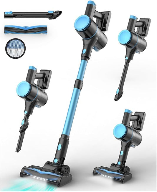 UML0 N8 Cordless Stick Vacuum Cleaner,Lightweight Vacuum Cleaner with Powerful Suction,Self-Standing,Rechargeable Vacuum Cleaners for Home Hardwood Floor Carpet Pet Hair (Cerulean)