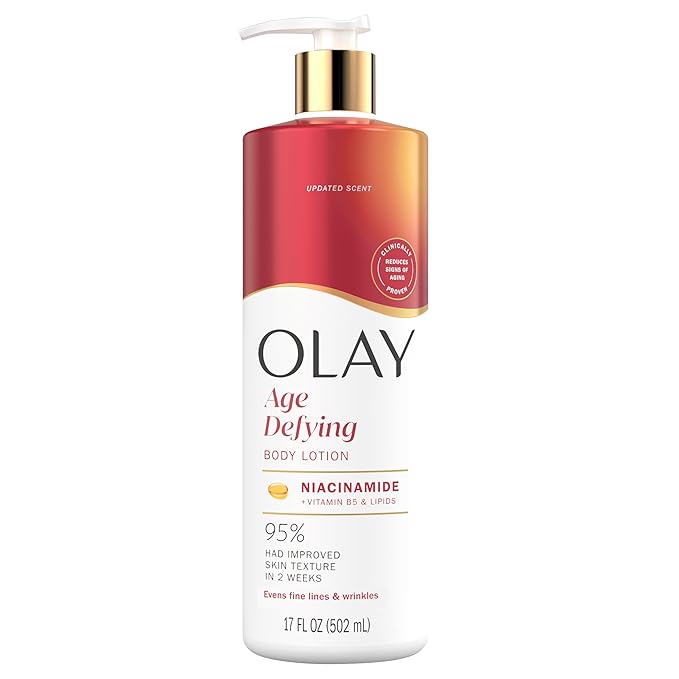 Lotion corporelle Olay pour femmes, anti-âge au sérum de niacinamide, réduit visiblement les signes du vieillissement cutané, hydratation 24h, formule à absorption rapide, complexe de vitamine B3, pour tous types de peaux, 500 ml