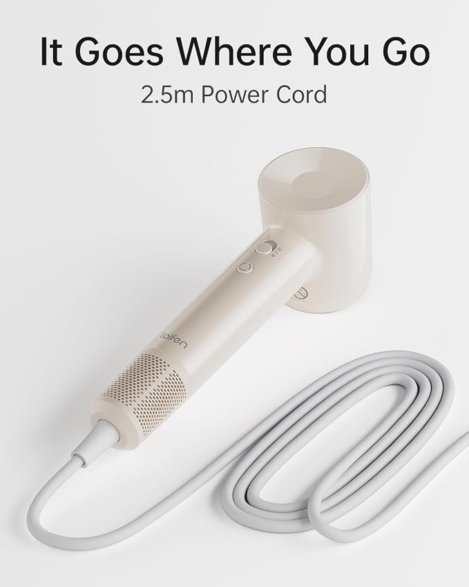 Laifen SE Lite Hair Dryer, Negative Ionic Blow Dryer with 100,000 RPM Brushless Motor for Fast Drying, High-Speed Low Noise Hair Dryer with Lightweight Design and 2 Nozzles Milktea, HD110