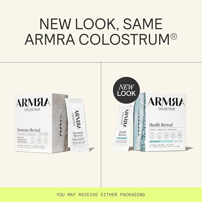 ARMRA Colostrum en poudre | Sans arôme | Santé intestinale et ballonnements | Peau et cheveux | Immunité | Céto, sans gluten et sans matières grasses | 30 portions
