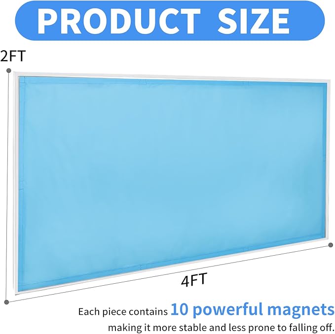 Torixqi 8 Pcs Fluorescent Light Covers for Ceiling Lights Classroom, Magnetic Light Filters, Fluorescent Light Diffuser Covers for Office, Hospitals, Home 4 x 2 Feet (blue)