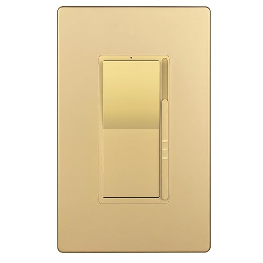 TOPGREENER Kalide Dimmer Light Switch, LED Dimmer Switch, Full Range Dimming, Single Pole/3-Way, 120VAC, 60Hz, 300W LED/CFL, Neutral Wire Not Required, Gold, 1 Pack,Wall Plate Included