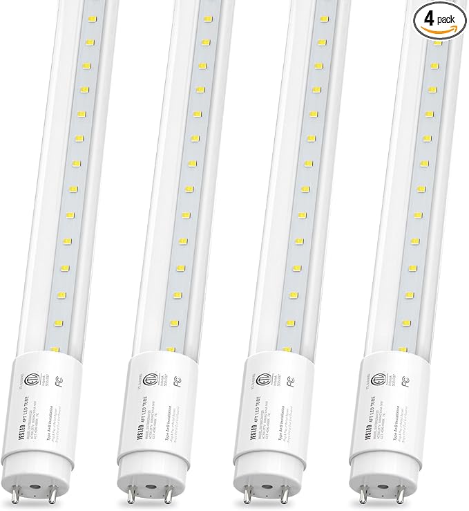 JESLED 4 Pack T8 LED Bulbs 4 Foot, 14W 2450LM 6000K Super Bright, Type A+B 4FT LED Bulbs, Fluorescent Tubes Replacement, Plug & Play or Ballast Bypass, Clear Cover