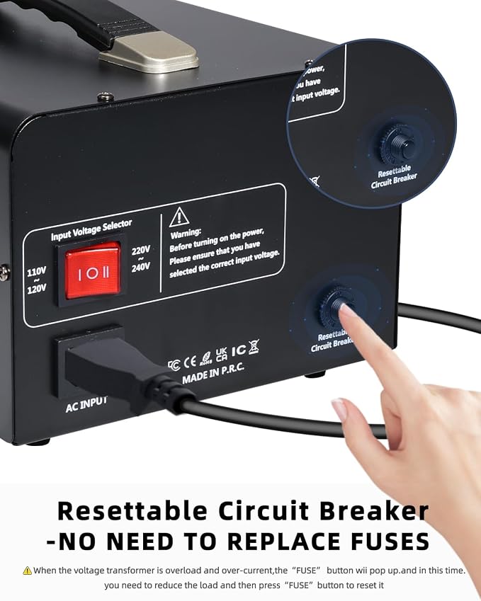 LVYUAN 5000 Watt Voltage Converter Transformer Heavy Duty Step Up/Down AC 110V/120V/220V/240V Power Converter with 3 US Outlets, 3 Universal Outlets, Resettable Circuit Breaker Protection