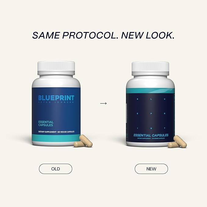 Blueprint Bryan Johnson Essential Capsules - Multivitamines/Multiminéraux Quotidiens pour Femmes et Hommes - Supplément Antioxydant avec Calcium, Vitamine B1, Vitamine D et Zinc - Végan et Sans OGM (30 Portions)