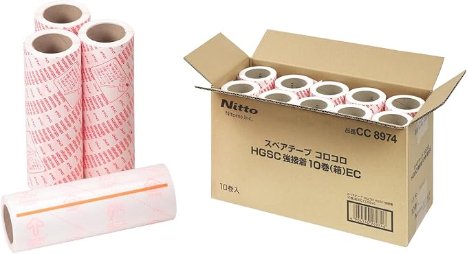 Nitoms CC8974 Corokoro Spare Tape, 66 Circuits, 10 Rolls, High Grade SC, Strong Adhesive, Replacement, For Carpets, Pet Hair, Dust Mites, Pollen, Value, 6.3 inches (160 mm) Width