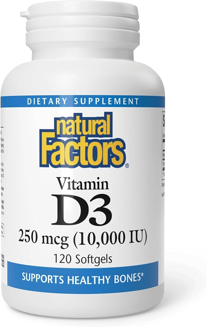 Natural Factors Vitamin D3 - Daily Supplement for Bone & Support - Vitamin D Supplement Aids Healthy Immune System Function - Supports Strong Joints & Knees - 120 Softgels (120 Servings)