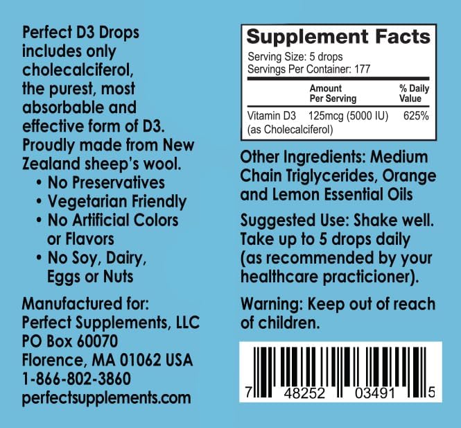 Perfect Supplements Vitamin D3 Drops - 1 fl oz