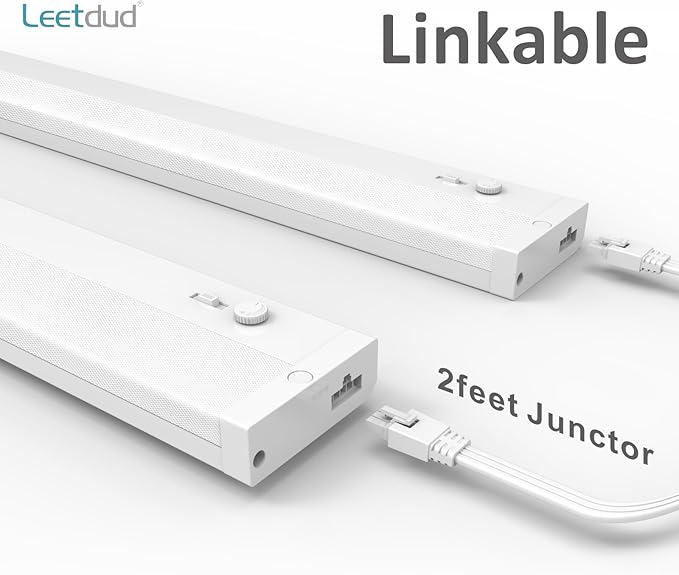 Leetdud Under Cabinet Lighting Plug in or Hardwired Built-in Dimmer, 40 Inch 20W, 5CCT 2700/3000/3500/4000/5000K, Linkable Counter Lights for Kitchen, ETL Dimmable LED Light Fixture, White