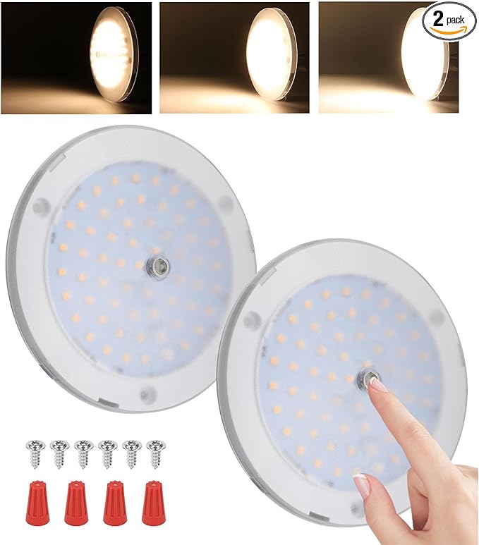 RVZONE RV Lights Interior, 5 Inch RV LED Ceiling Puck Light Dimmable 12 Volt LED Lights, 12V RV Puck Lights 4.5W Transparent Frosted RV Ceiling Dome Light for Camper Van Trailer Boat