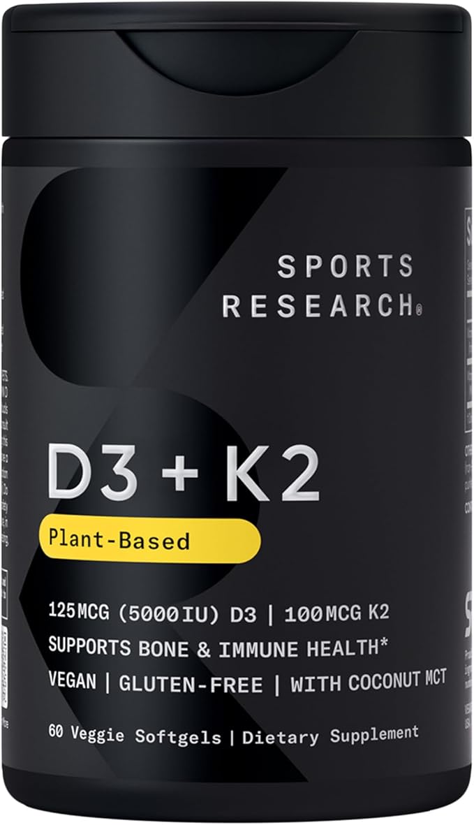 Sports Research Vitamin D3 K2 with Coconut Oil, Turmeric Curcumin C3 Complex Softgels with Bioperine Black Pepper Extract & Organic Coconut Oil and N-Acetyl L-Cysteine (NAC) 600mg Veggie Capsules