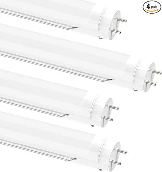 JESLED Fluorescent Light Bulbs 48 Inch, T8 LED Bulbs 4 Foot Type A+B, 24W 3200LM 5000K Frosted, F32T8/F40T12 Replacement for Garage, Workshop, Office Fixtures, Single or Double End Powered, 4 Pack