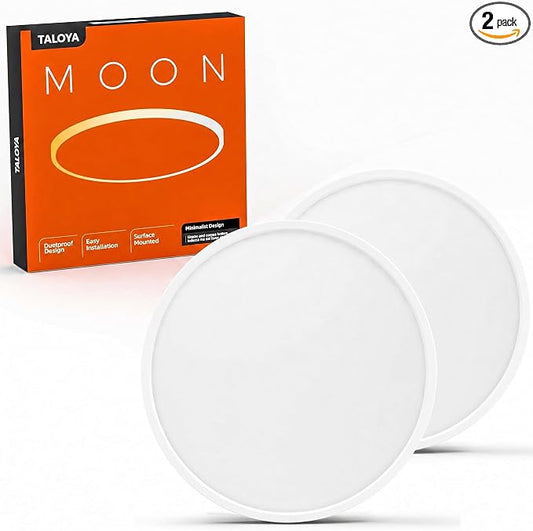 TALOYA 2-Pack 15.8" LED Flush Mount Ceiling Light Fixture,24W 5CCT,White | 100–240 VAC Input,Edge-Lit LED Modern Ceiling Lamp for Living Room,Bedroom,Hallway,Kitchens
