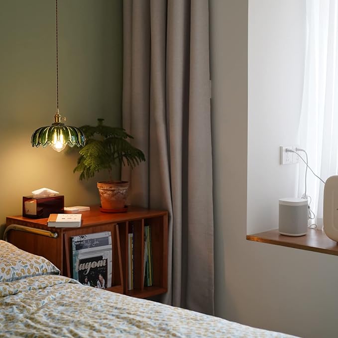 XZHGCEE Hanging Lamp Plug in Pendant Light: Green Hanging Light Plug in Hanging Lamp, Glass Pendant Lighting for Kitchen Island, Bedroom, Dining Room, Living Room, E26 No Bulb