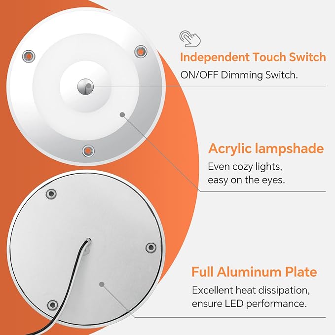 2 Pack 12V LED Ceiling Dome Light 400LM, 4.75" Dimmable Interior Light for RV Boat Camper Van Travel Trailer Truck Sailboat Interior Lighting, Surface Mount & Touch Switch(Cool White)