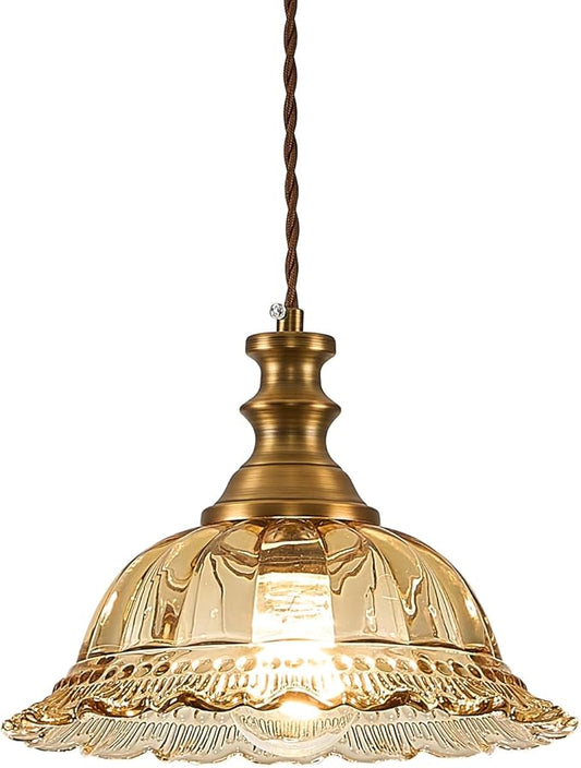 HDDFL Glass Pendant Lights Modern Pendant Lighting Fixtures Hanging Lamp for Kitchen Island Bedroom Dining Room Coffee Shop Hallway Amber and Brass