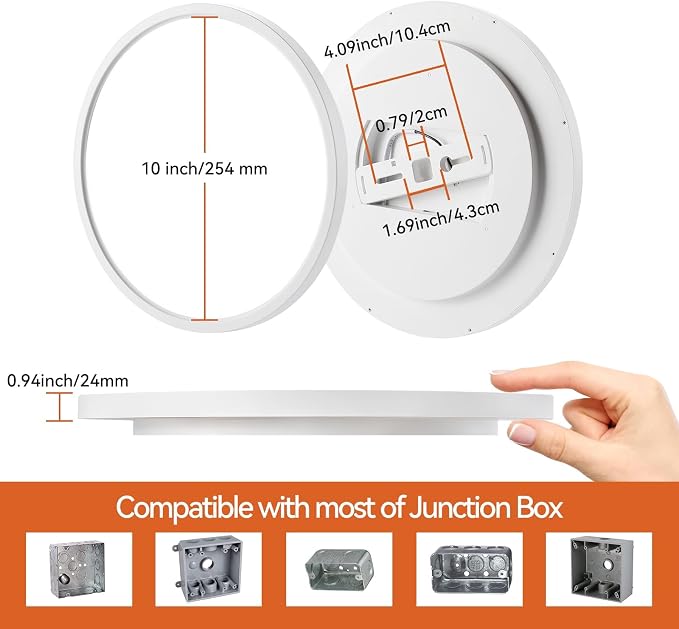 TALOYA 2 Pack of White 10 Inch Ceiling Mount LED Light Fixture, 5-in-1 CCT Selectable, 2000lw 20W Super Bright Round Ultra Slim Surface Mounted Lamp for Basement Foyer Hallway Kitchen