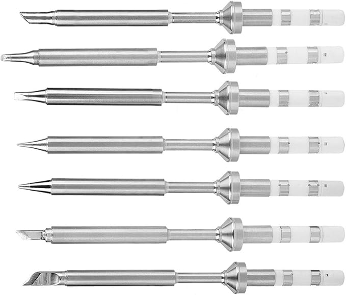 Soldering Iron Tips TS100, 7pcs Mini Stainless Steel Replacement Tips for Electric Pen Solder Station Mechanic Welding Tool Combo